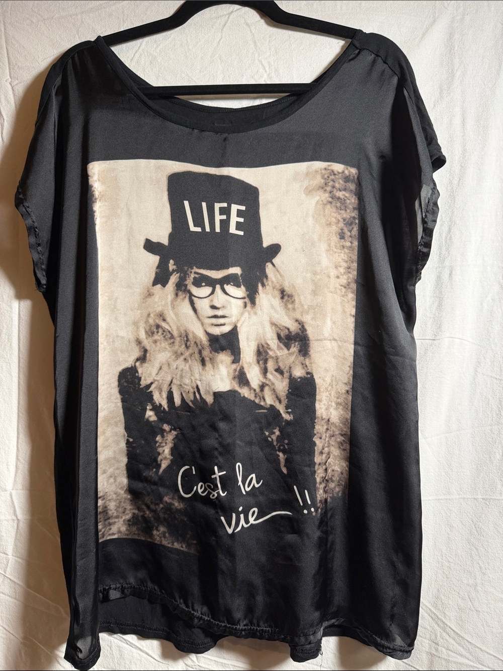 Buffalo David Bitton Black Short-Sleeve Graphic Tee with 'LIFE' Photo Print